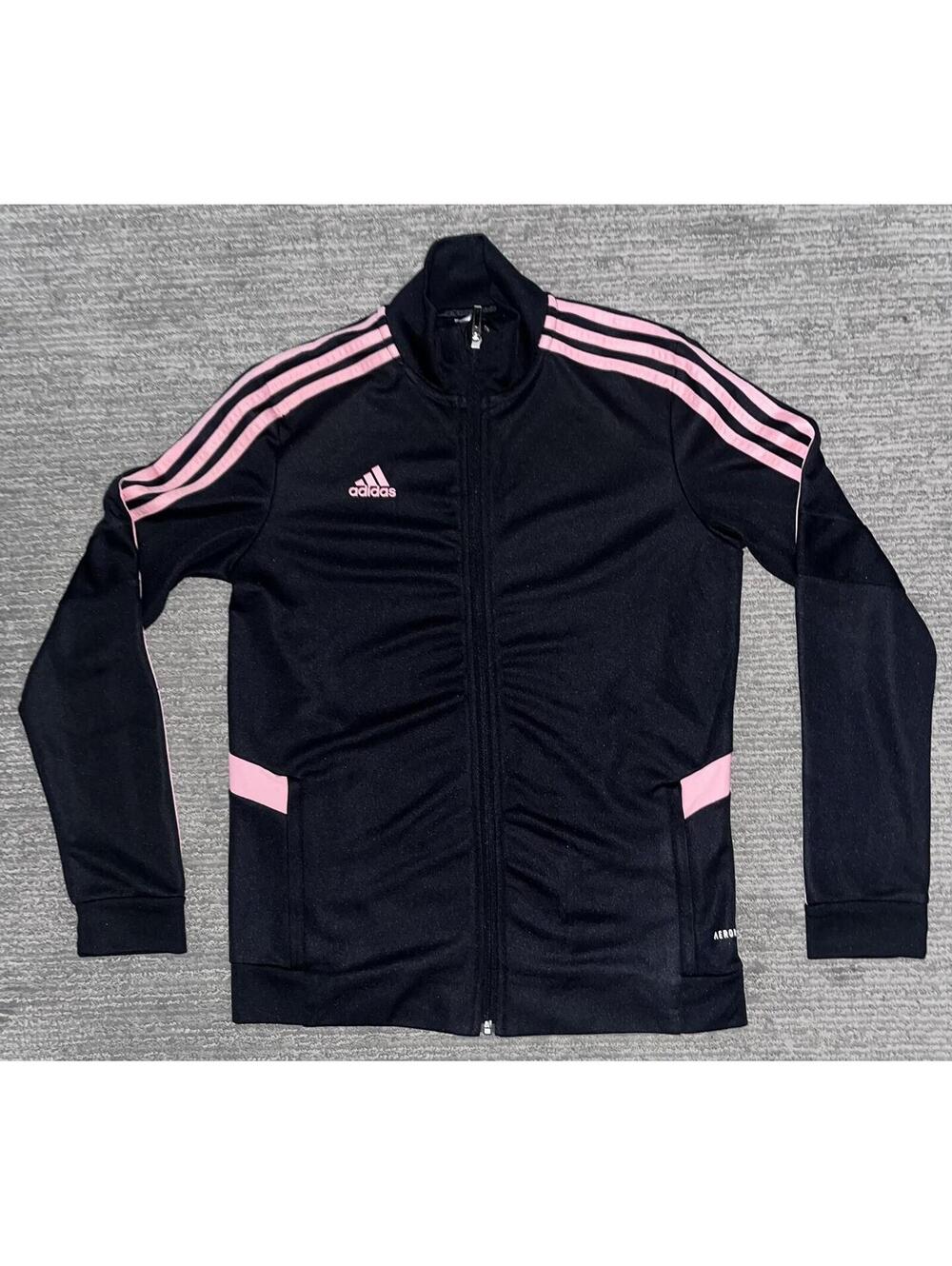 Adidas Tiro Soccer Jacket Womens Aero Ready Training Full Zip Black Pink Small